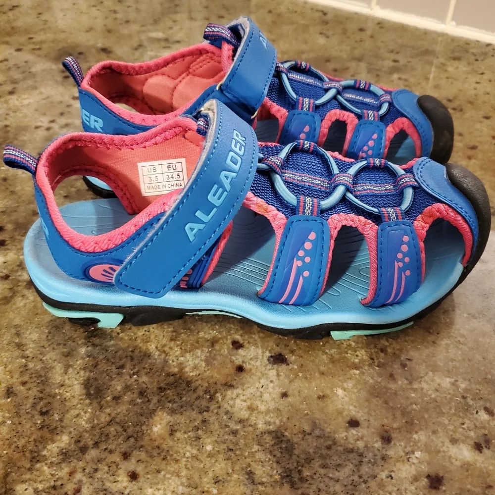 Aleader Blue Pink Girl Big Kid Outdoor Athletic Water Sandals SZ 3.5‎